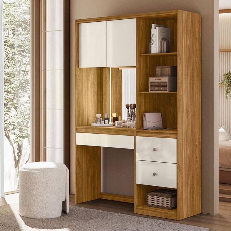 Guarda Roupa Solteiro Toronto 2 Portas Freijó Off com Espelho com